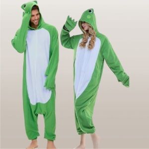 Funzies- Adult Frog Hooded Onesie. Size: Large